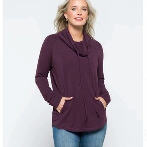 Pink Clover Deep Purple Cowl Neck Sweater